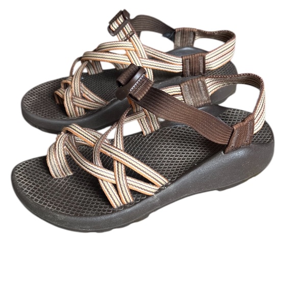 Chaco ZX2 Classic Women"s 6 Sandals Brown Tan‎ Stripes Hiking Water Sandals - Picture 3 of 7